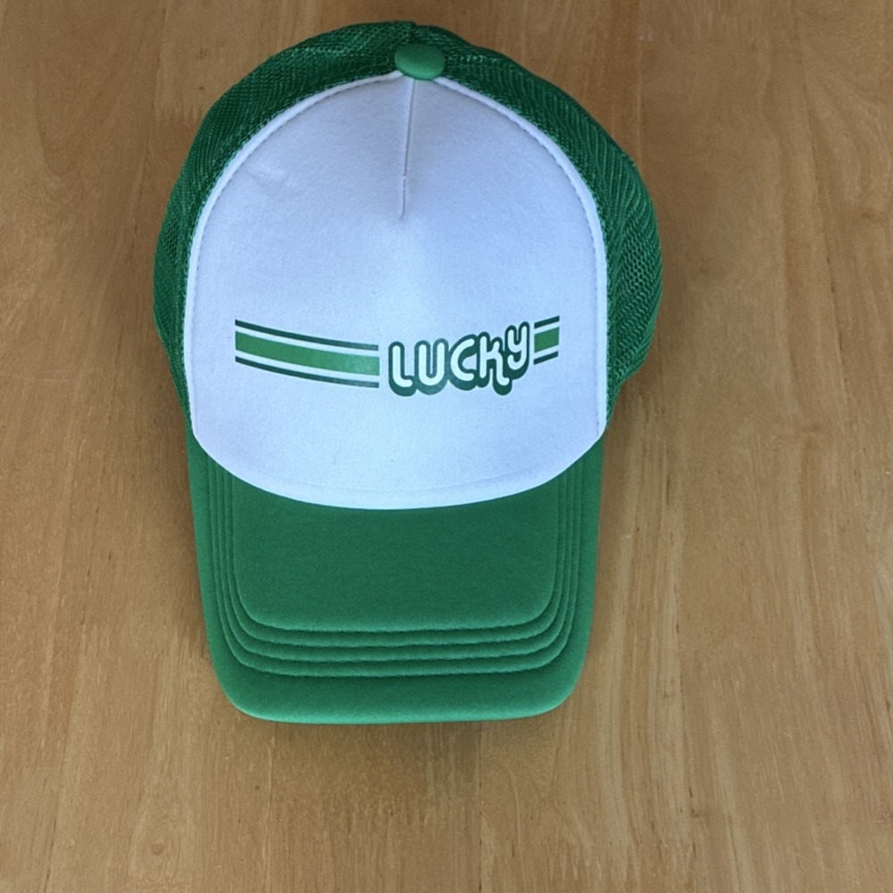 Lucky Green White Trucker Hat Mesh Back Adjustable One Size Men